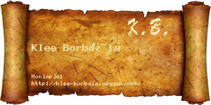 Klee Borbála névjegykártya